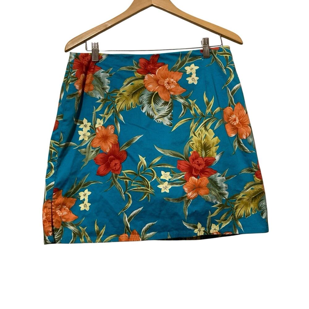 CARIBBEAN JOE Hawaiian SKORT Size 12 Mini Skirt Shorts Womens Tropical Floral